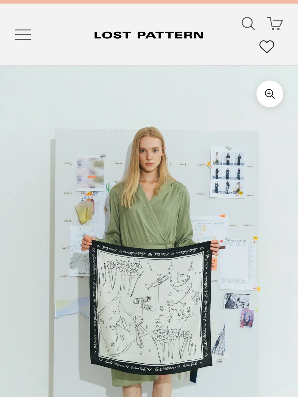 Lost Pattern Classic Black & White silk Scarf -